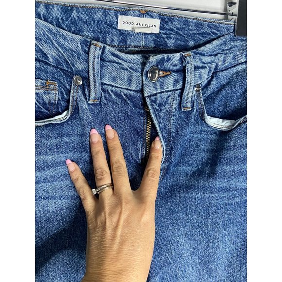 Good American Good Curve Straight Leg Distressed Jeans-sz 26 - Picture 10 of 11